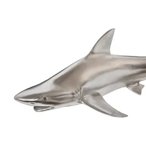 Silver Plated Stainless Steel <b>Shark</b> Figurine ZE-3386J <b>Art</b> Collectible Decorative Sculpture Polished Full 3D Animal Theme - Product Image 4