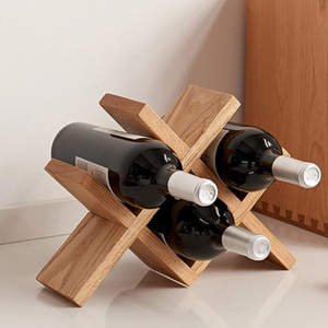 Premium Solid Wood Wine Rack Handcrafted Shape <b>Free</b> <b>Standing</b> Tabletop Wine Bottle Holder Modern Home <b>Bar</b> Storage Organizer - Product Image 1