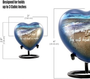 Decorative Aluminum Heart <b>Ash</b> <b>Keepsake</b> Urn Funeral Memorial Container Featuring Smooth Polished Artistic Surface - Product Image 3