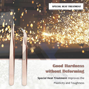 Pince à cils en acier inoxydable pour extensions de cils, couleur or rose, avec logo personnalisé, lot de 2 pièces, vente en gros - Product Image 3