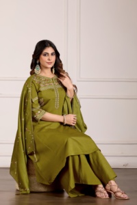 Kurti Anarkali de viscosa y seda de mango - Product Image 2