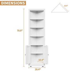 Gabinete de Almacenamiento Esquinero de 71 Pulgadas de Alto con 2 Puertas y 5 Estantes Ajustables, Gabinete de Cocina Metálico Independiente - Product Image 3