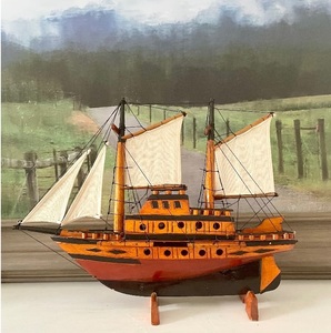 Barco de Madera Náutico, Pieza Decorativa del Patrimonio Marítimo, para Interiores Marítimos, Exhibiciones de Coleccionistas Costeros e Inspiración Marina - Product Image 3