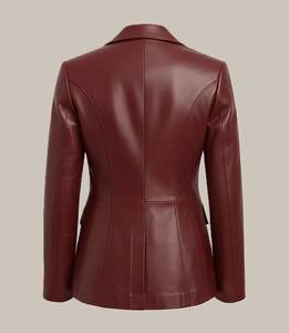 Women <b>Leather</b> <b>Blazer</b> <b>Jacket</b> Single Button Notched Lapel Long Sleeve Regular Fit for Autumn Winter Fit Elegant Autumn Outerwear - Product Image 5