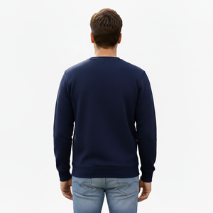 FYTNEX APPAREL Men's Crew Neck <b>Sweatshirt</b> Solid <b>Navy</b> Blue 100% Cotton Fleece Eco-Friendly Regular Fit Casual Pullover Winter - Product Image 6