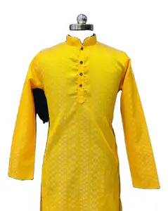 Màu vàng cổ điển thiết kế thời trang thiết kế giản dị mặc kurta và bộ sưu tập payjama