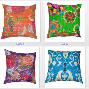 Housse de coussin indienne imprimée en gros, faite à la main, housse de coussin design en coton patchwork avec fermeture éclair - Product Image 1