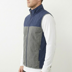 Chaleco Cortavientos para Hombre con Bloques de Color, Cuello Alto, Cierre de Cremallera, Prenda Exterior Informal de Poliéster, Elegante y a la Moda para Todas las Estaciones - Product Image 5