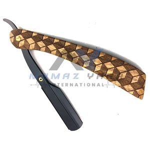 Hot Selling Professional Barber <b>Swing</b> Lock Razor High Quality Stainless Steel Straight Edge Safety Razor with Textured Wooden - Product Image 3