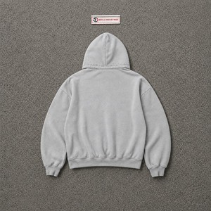 เสื้อฮู้ดซิปสีเทาสำหรับผู้ชาย ทรงโอเวอร์ไซส์ สไตล์สตรีทแวร์ แต่งลายตัวอักษรแบบดิสเทรส ซิปยาวเต็มตัว เสื้อฮู้ดมีซิป สไตล์วินเทจ แฟชั่นแนวอเมริกัน - Product Image 6