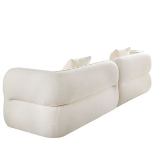 Divano Componibile Bianco Durevole con Struttura in Legno Massello e Imbottitura in Spugna ad Alta Densità per Soggiorno - Product Image 6
