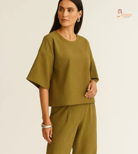 Co-ord Set for Women in Soft Polyester with <b>Matching</b> Pants Available - Product Image 1