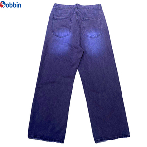 Prix abordable Streetwear Jeans empilés pour homme, taille haute élastique, coupe baggy, jambe large, coupe droite longue, délavé - Product Image 4