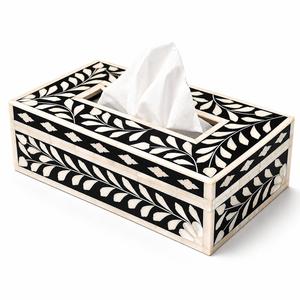 Boîte à mouchoirs décorative en résine bleue et blanche avec couvercle en bois, porte-papier pour la maison, l'hôtel, la salle de bain, boîte à bijoux avec couvercle, cadeau - Product Image 6