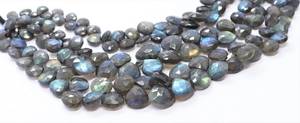 Perles de labradorite naturelle facettées en forme de cœur, 7-8 mm, bleu chatoyant, 8 pouces, pour la création de bijoux - Product Image 4