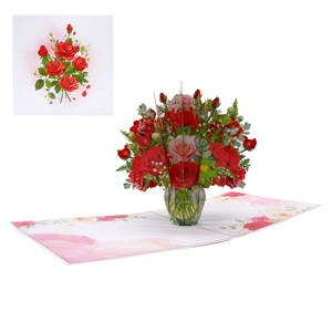 Bouquet de fleurs de rose romantique de haute qualité Viet-craft, carte pop-up 3D, cadeau floral en papier, décoration de table pour mariage, Saint-Valentin, 15 cm - Product Image 4