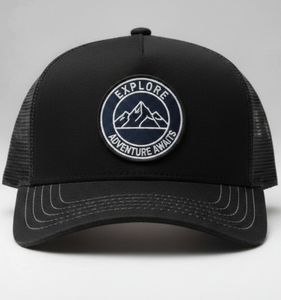 Casquette Trucker Snapback Noire à 6 Panneaux Brodés, Style Camouflage d'Inspiration Extérieure, Design Élégant, Réglable, Unisexe Adulte - Product Image 1