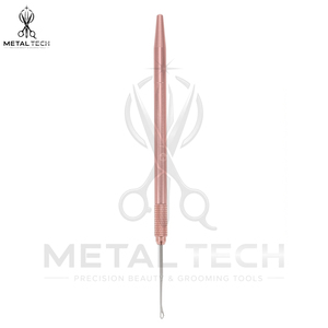 Rose Gold Steel Wire Hair Extension Loop <b>Threader</b> <b>Needle</b> Tool Textured Handle Micro Bead Pulling Latch Hook Fitting Hardware Set - Product Image 5