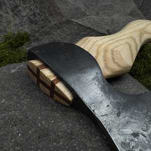 Hache à fendre forgée à la main avec manche en bois et lame en acier forgé pour fendre du bois de chauffage - Product Image 3