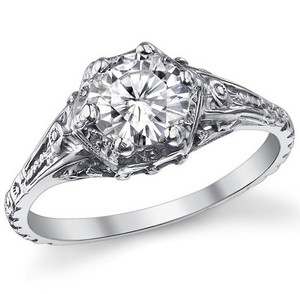 Round Cut Moissanite <b>Ring</b> 925 Sterling <b>Silver</b> White Gold Plated <b>Solitaire</b> Engagement Wedding Promise <b>Ring</b> for Women - Product Image 3