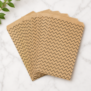 Kraft Greaseproof Paper <b>Bags</b> with Leaf Pattern Heat Seal Biodegradable Flat Gift <b>Craft</b> <b>Bags</b> Die Cut Handles - Product Image 1