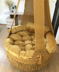 Hamaca Colgante de Macramé de Algodón Estilo Boho, Silla Colgante Tejida a Mano con Toldo Acolchado para Interiores, Exteriores y Balcón - Product Image 5