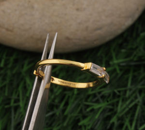 Anillo de Plata de Ley 925 con Engaste Rectangular de Circonita Cúbica, Clásico para Bodas, Aniversarios y Fiestas, Chapado en Oro Vermeil de 18K, Regalo al por Mayor para Ella - Product Image 2