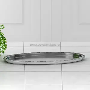 Plateau à bordure en corde plaqué or polonais fait main tendance et contemporain pour la décoration de la maison, décoration de Noël, plateaux décoratifs multi-pièces - Product Image 3