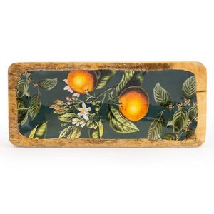 Handcrafted Rectangular Mango Wood Serving <b>Tray</b> with Floral Enamel Inlay Decorative Wooden Platter for Home Hotel Wedding Gift - Product Image 2