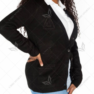 Cárdigan universitario de acrílico suave tejido a medida para hermandades, cárdigan DST de la hermandad Delta, suéter de chenilla negro de cuello alto largo - Product Image 3