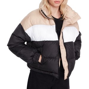 Factory Manufacture Stand Collar Quilted Heavyweight <b>Puffer</b> <b>Cropped</b> <b>Jackets</b> Elastic Cuff Custom Colors Wholesale Women <b>Jacket</b> - Product Image 6