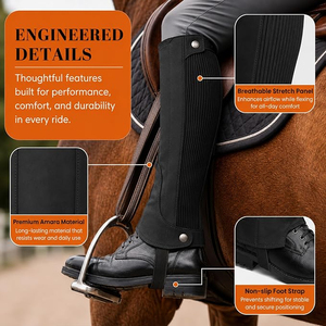 2026 Genuine Waterproof Breathable Unisex English Style <b>Half</b> <b>Chaps</b> Button Closure Black Equestrian Riding Wear Regular <b>Half</b> <b>Chap</b> - Product Image 5