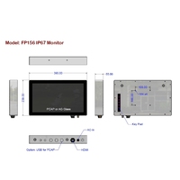 Moniteur industriel de bureau étanche IP67, écran tactile TFT LCD rétroéclairé LED (PCAP/résistif) avec gradation automatique, télécommande SDI IR