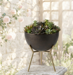 Jardinière noire de qualité export avec poignée en acier, pots à fleurs faits à la main, jardinières de sol pour la maison et le jardin - Product Image 1
