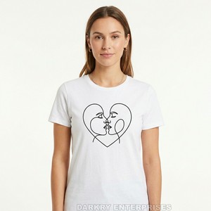 Camiseta Azul Marino Personalizada para Mujer, Venta al por Mayor, Estampado Neon Electric Love, Etiqueta Privada, Tops de Algodón para Verano, Ropa de Fiesta - Product Image 5