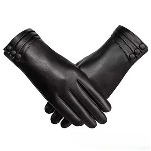 Wholesale Ladies Black Color Fashion Hand Dress Winter Leather Gloves & Driving Gloves - Product Image 1