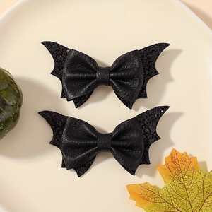 Fermagli per capelli con ali di pipistrello per Halloween, neri, arancioni, gialli, accessori per cosplay e feste - Product Image 3