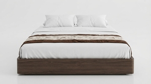 Cadre de lit double moderne en bois massif rembourré avec rangement floqué pour chambre d'appartement - Product Image 1