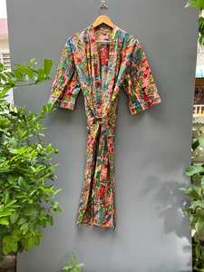 Bata Kimono de Algodón Estampada para Festival, Kaftán Artístico, Ropa de Estar por Casa - Product Image 2