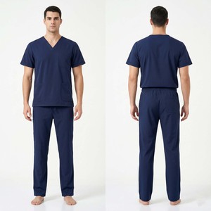 Ensemble de blouses médicales pour hommes, tissu polycoton 180 GSM, bleu roi, col en V, uniforme, broderie personnalisée, impression sérigraphique, étiquette tissée - Product Image 6