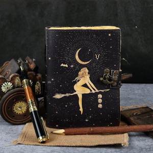 Genuine Leather <b>Journal</b> with Handmade Deckle Edge Paper Vintage Blank Spell Book Antique <b>Writing</b> Notebook for Travel Diary - Product Image 4