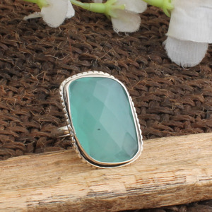 Anillo de Plata de Ley 925 con Turquesa Natural Engastada en Bisel, Hecho a Mano, con Piedra Preciosa, para Mujer, Joyería de Fiesta, Piedra de Nacimiento de Marzo - Product Image 1
