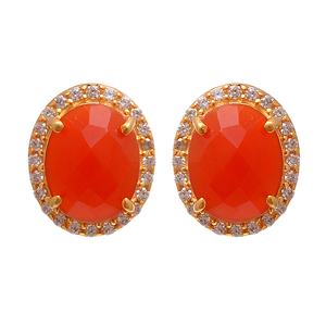 Pendientes de Plata de Ley 925 Maciza, Chapados en Oro, Hechos a Mano, Clásicos, Vintage, con Cornalina Natural, Estilo Antiguo, Regalo de Compromiso - Product Image 1