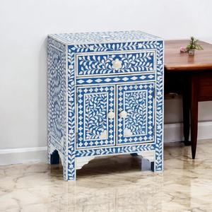 Bone Inlay Bedside Nightstand – Elegant handmade bedside <b>Table</b> for Luxury Bedroom <b>Decor</b> <b>table</b> - Product Image 4