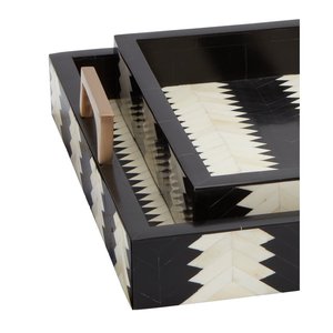 Plateau décoratif en bois de style arabe fait main avec incrustations en os naturel pour salon et chambre à coucher - Product Image 6