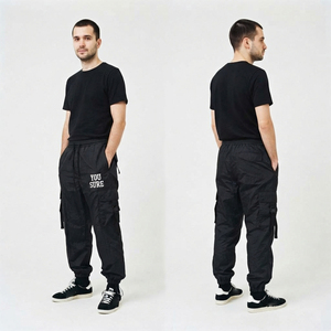 Men Lightweight <b>Windbreaker</b> Cargo Pants 100% Nylon Waterproof Breathable Wide Leg Drawstring Waist Hiking <b>Camping</b> Rain Pants - Product Image 4