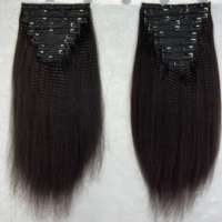 Extensions à clips 100 % cheveux humains Remy malaisiens, lisses et crépus, avec double trame machine, toutes couleurs, vente en gros
