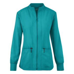 Blouse de travail pour femme, douce et extensible, avec fermeture éclair sur le devant, manches longues, col rond, uniforme d'infirmière pour clinique dentaire, blouses de travail personnalisées - Product Image 2