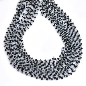 Chaîne de chapelet mystique en tourmaline noire, perles rondes facettées de 3 mm, chaîne de bijoux en fil plaqué argent - Product Image 6