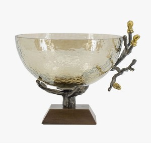 Frutero Decorativo de Latón con Diseño Artístico de Ramas y Flores, Base Metálica, Centro de Mesa de Lujo para Bodas y Pascua, Jarrón Decorativo para el Hogar - Product Image 2